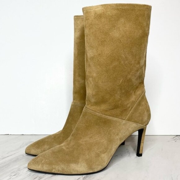 All Saints Orlana Pointed Toe Tan Suede Boot 11 - Picture 1 of 14